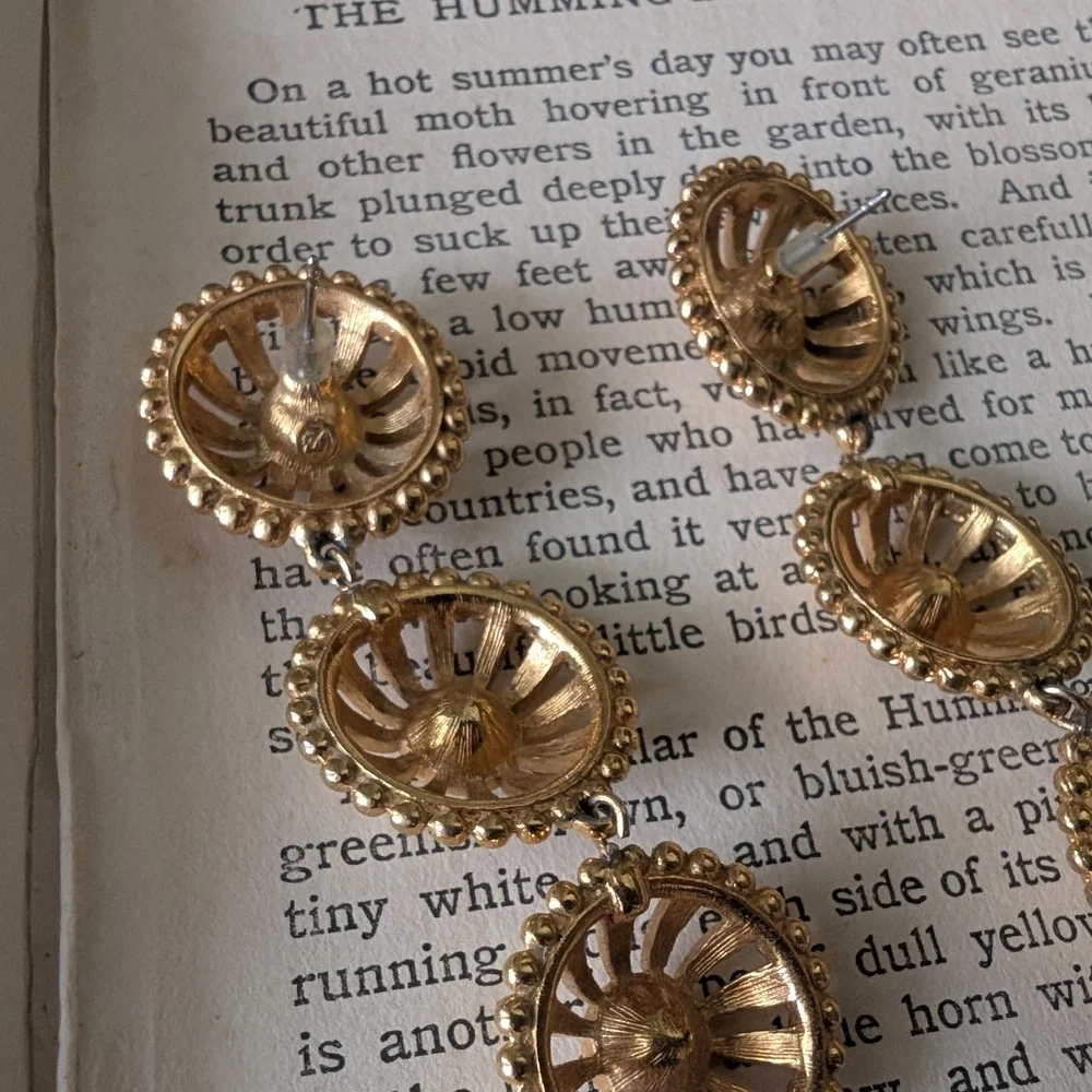 Vintage Swarovski Gold and Gemstone Earrings - Picture 6 of 10